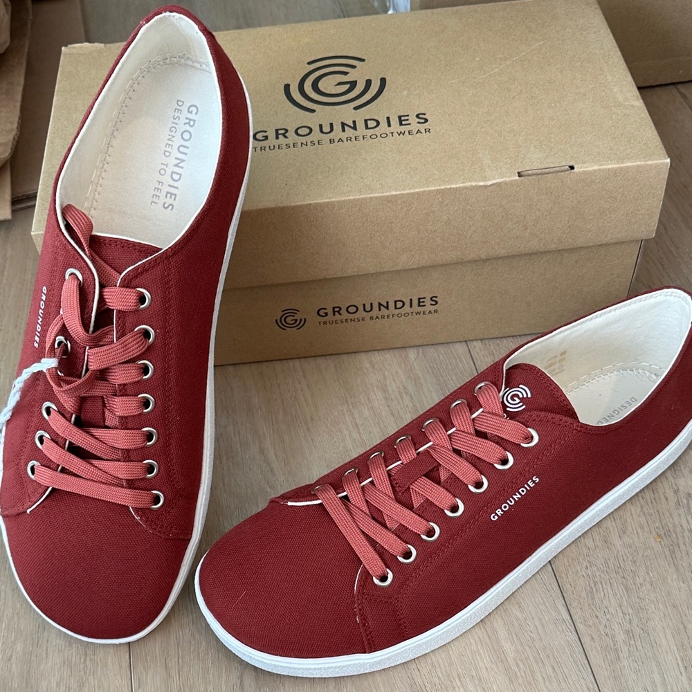 Men's Red Canvas Barefoot Sneakers